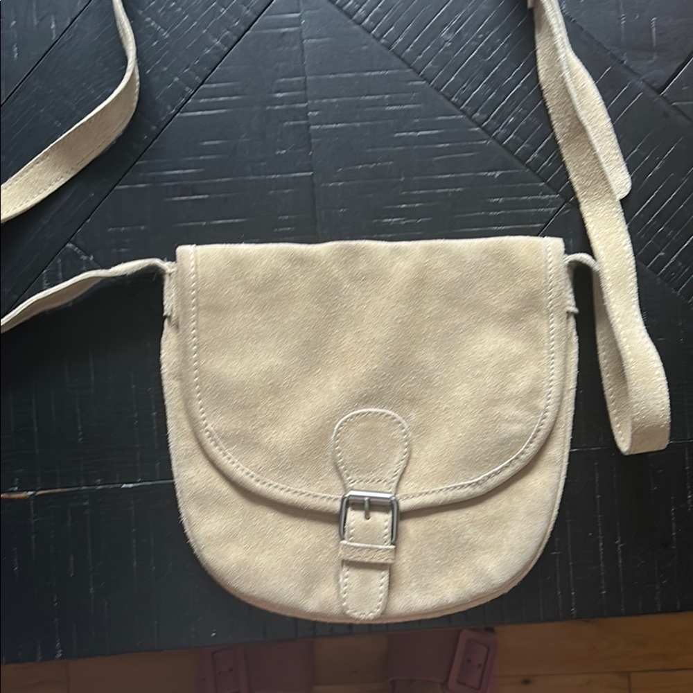 BDG Cream Crossbody Bag with Adjustable Strap and Flap Closure